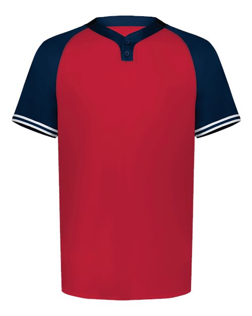 Men's Cutter Henley Jersey - Scarlet/ Navy Front