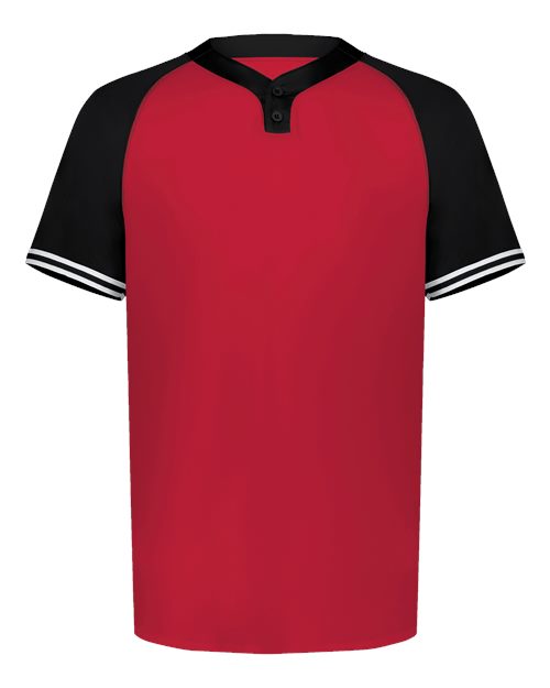 Men's Cutter Henley Jersey - Scarlet/ Black Front