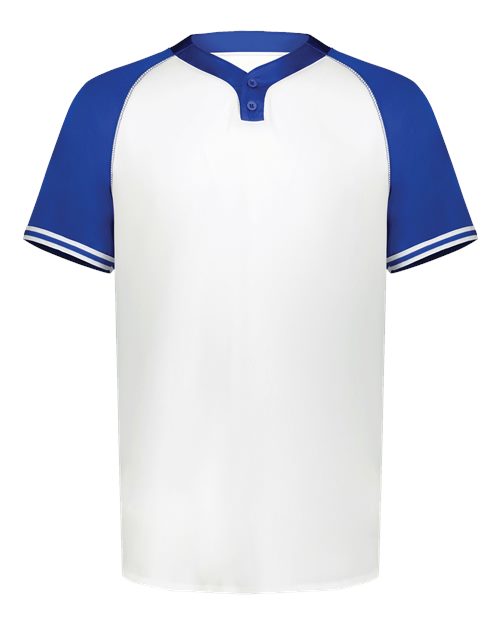 Men's Cutter Henley Jersey - White/ Royal Front