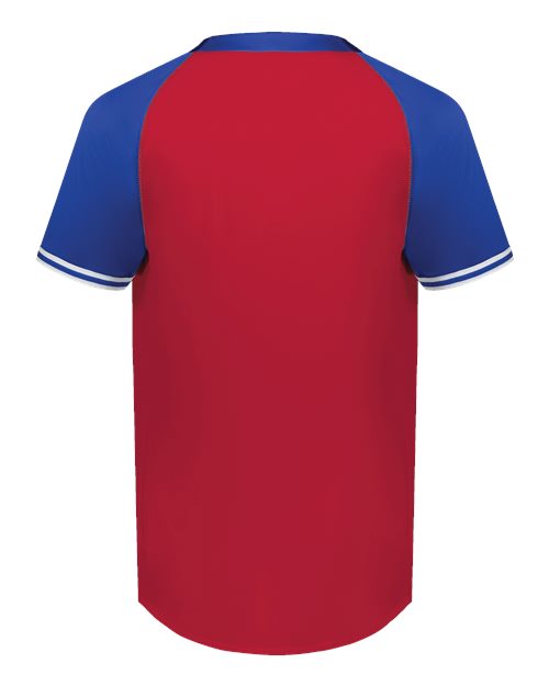 Youth Cutter Henley Jersey - Scarlet/ Royal Back