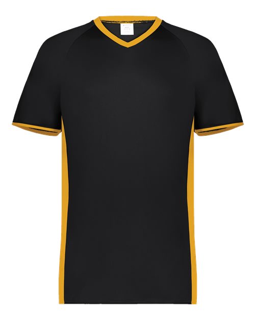 Men's Cutter V-Neck Jersey - Black/ Gold Front