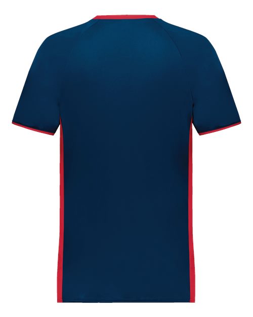 Men's Cutter V-Neck Jersey - Navy/ Scarlet Back