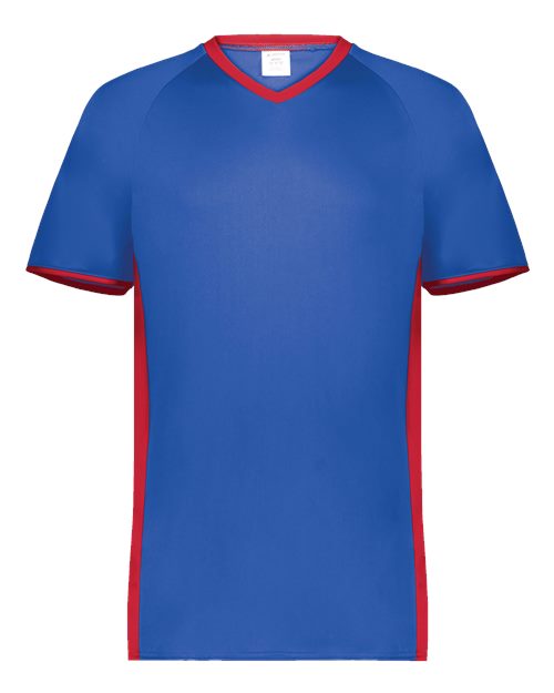 Men's Cutter V-Neck Jersey - Royal/ Scarlet Front