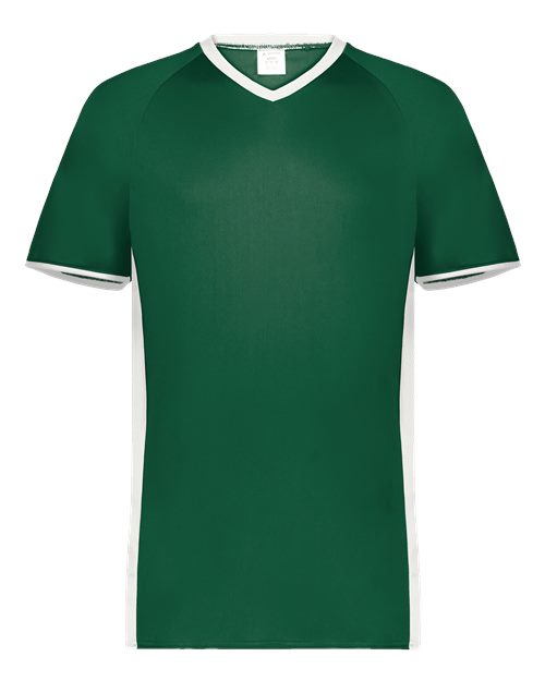 Youth Cutter V-Neck Jersey - Dark Green/ White Front