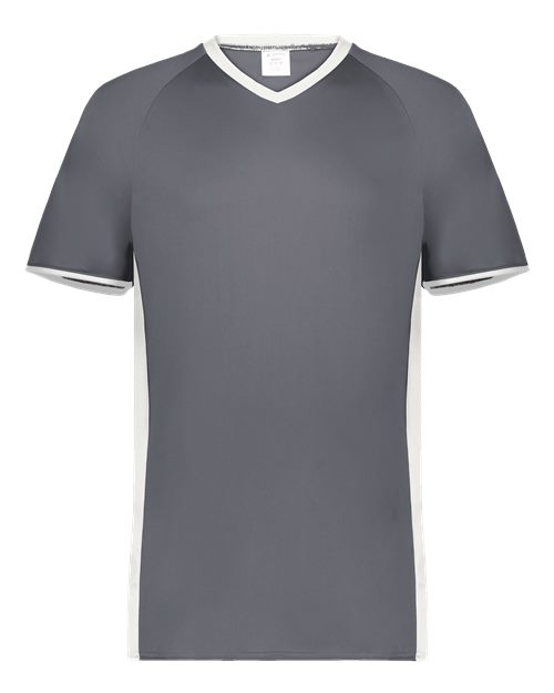 Youth Cutter V-Neck Jersey - Graphite/ White Front