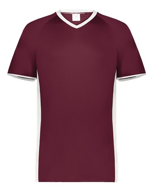 Youth Cutter V-Neck Jersey - Maroon/ White Front