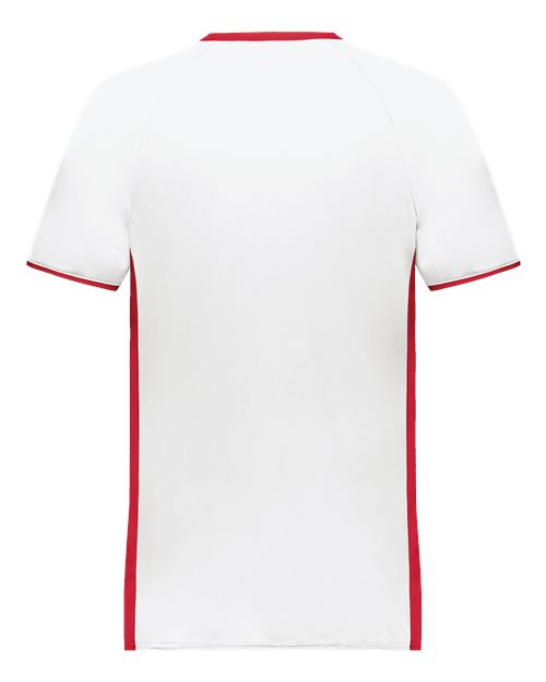Youth Cutter V-Neck Jersey - White/ Scarlet Back