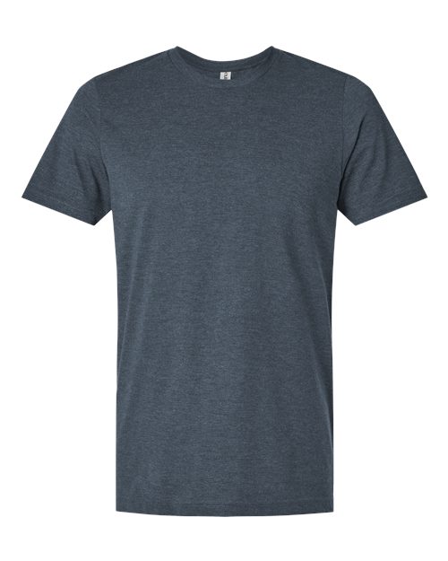 Unisex Combed CVC T-Shirt - Heather Navy Blue Front