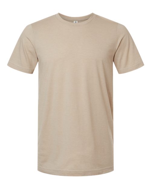 Unisex Combed CVC T-Shirt - Heather Tan Front