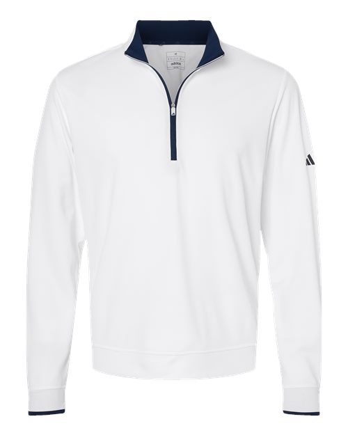 Men's Performance Lightweight Quarter-Zip Pullover - White/ Navy Front