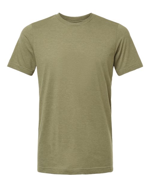Unisex Combed CVC T-Shirt - Heather Olive Green Front