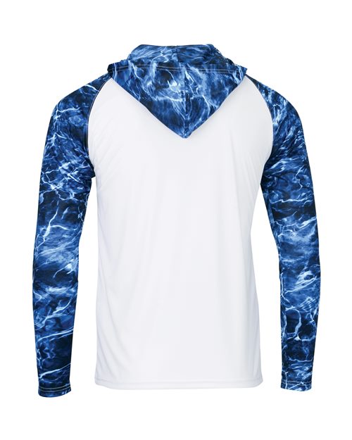 Men's Biloxi Performance Colorblocked Hooded Long Sleeve T-Shirt - Marlin Back