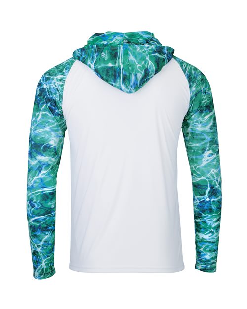 Men's Biloxi Performance Colorblocked Hooded Long Sleeve T-Shirt - Seafoam Back