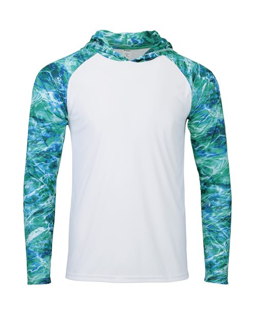 Men's Biloxi Performance Colorblocked Hooded Long Sleeve T-Shirt - Seafoam Front