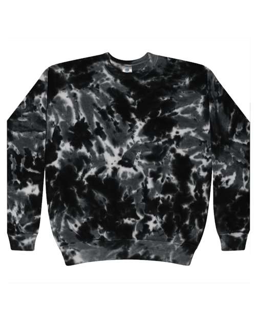 Unisex Tie-Dyed Fleece Crewneck Sweatshirt - Multi Black Front