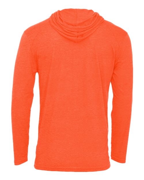 Men's Tri-Blend Surplice Hooded Long Sleeve T-Shirt - Burnt Orange Heather Back