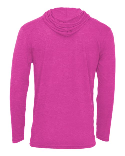 Men's Tri-Blend Surplice Hooded Long Sleeve T-Shirt - Hot Pink Heather Back