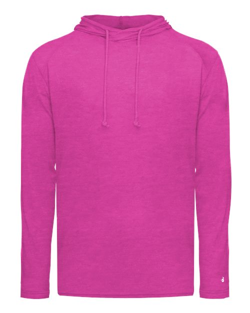 Men's Tri-Blend Surplice Hooded Long Sleeve T-Shirt - Hot Pink Heather Front