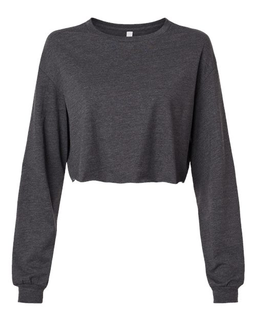 Women's FWD Fashion Crop Long Sleeve Tee - Dark Grey Heather Front
