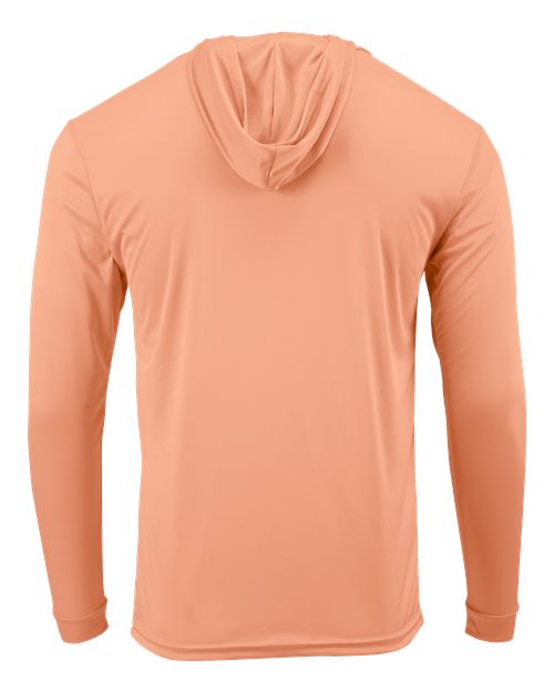 Unisex Bahama Performance Hooded Long Sleeve T-Shirt - Coral Back