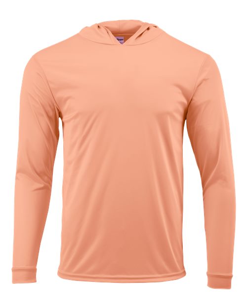 Unisex Bahama Performance Hooded Long Sleeve T-Shirt - Coral Front