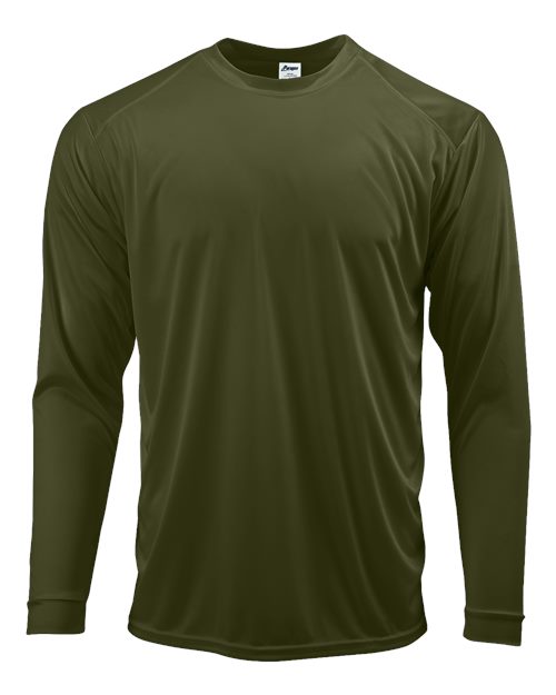 Unisex Long Islander Performance Long Sleeve T-Shirt - Olive Green Front