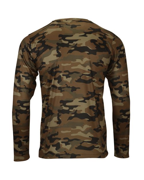 Men's Woodland Performance Long Sleeve T-Shirt - Coyote Camo Back