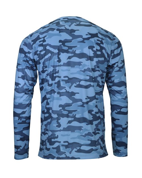 Men's Woodland Performance Long Sleeve T-Shirt - Sky Camo Back