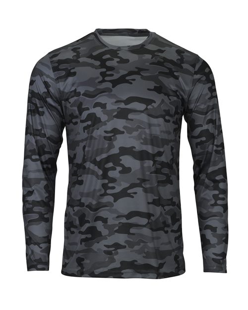 Men's Woodland Performance Long Sleeve T-Shirt - Smoke Camo Front