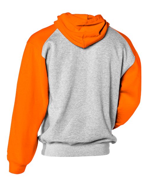 Youth Sport Athletic Fleece Hooded Sweatshirt - Oxford/ Burnt Orange Back