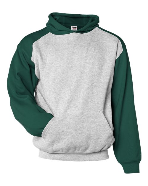 Youth Sport Athletic Fleece Hooded Sweatshirt - Oxford/ Forest Front