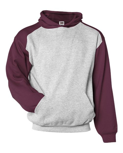 Youth Sport Athletic Fleece Hooded Sweatshirt - Oxford/ Maroon Front
