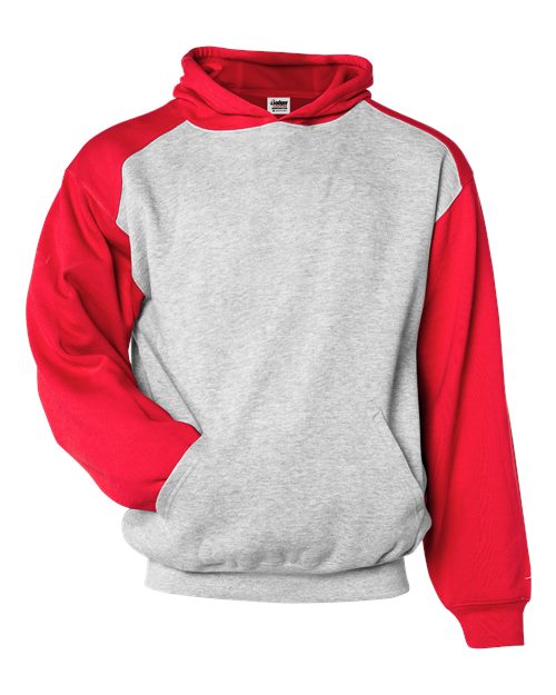 Youth Sport Athletic Fleece Hooded Sweatshirt - Oxford/ Red Front