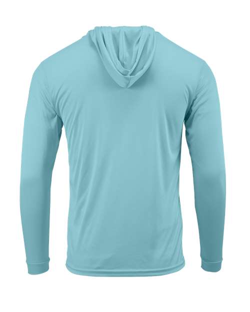Youth Bahama Performance Hooded Long Sleeve T-Shirt - Aqua Blue Back