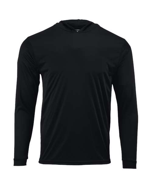 Youth Bahama Performance Hooded Long Sleeve T-Shirt - Black Front