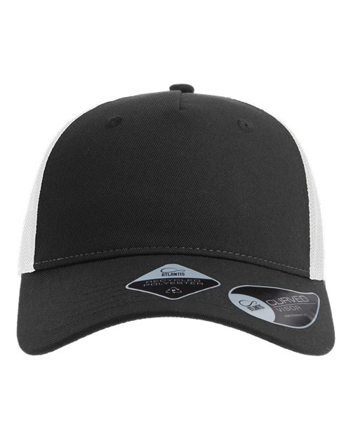 Sustainable Five-Panel Trucker Cap - Black/ White Front