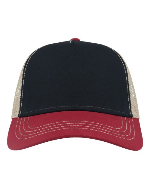 Sustainable Canvas Cap - Navy/ Burgundy/ Khaki Front