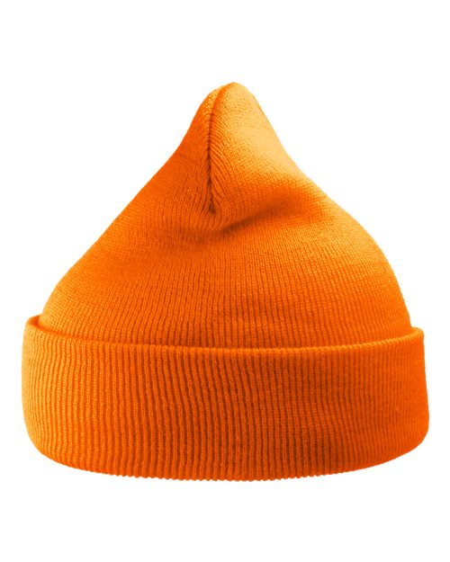 Sustainable 12" Knit Beanie - Orange Fluorescent Back