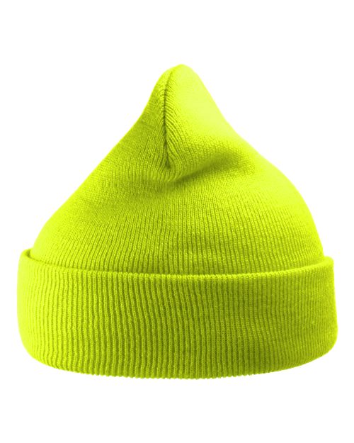 Sustainable 12" Knit Beanie - Yellow Fluorescent Front