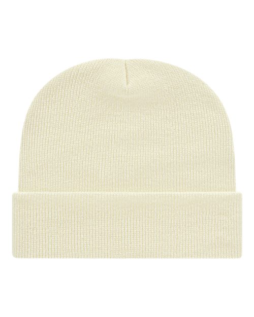 USA-Made 12" Cuffed Beanie - Ivory Back