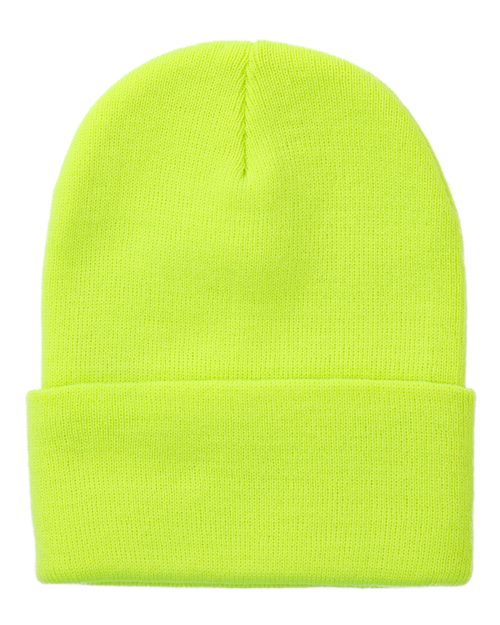 Coleman Cuffed Beanie - Neon Yellow Back