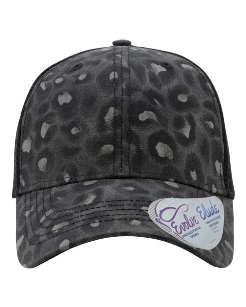 Women's Modern Trucker Cap - Black Leopard/ Black Front