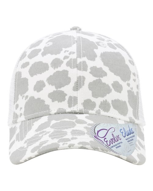 Women's Modern Trucker Cap - Grey Cow/ White Front