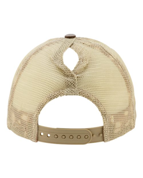 Women's Washed Mesh-Back Cap - Chocolate/ Fawn/ Khaki Back