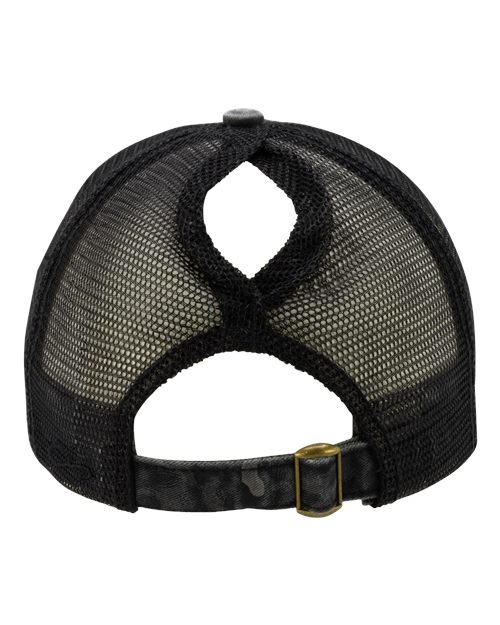 Women's Printed Bill with Mesh Back Cap - Black/ Black Leopard/ Black Back