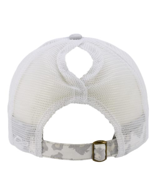 Women's Printed Bill with Mesh Back Cap - Grey/ Snow Leopard/ White Back