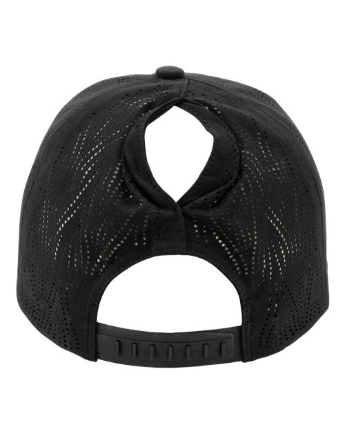 Women's Perforated Performance Cap - Black/ Swirl Back