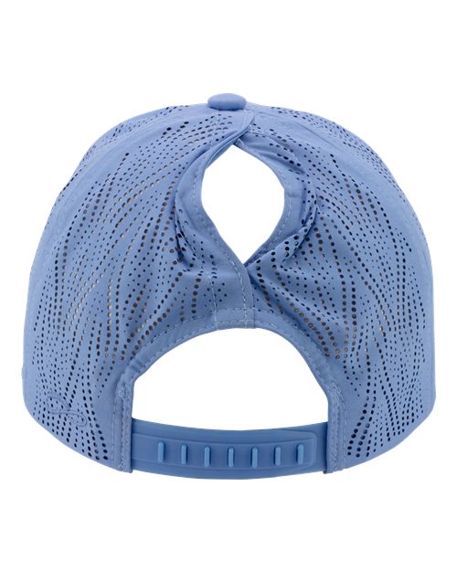 Women's Perforated Performance Cap - Periwinkle/ Floral Back