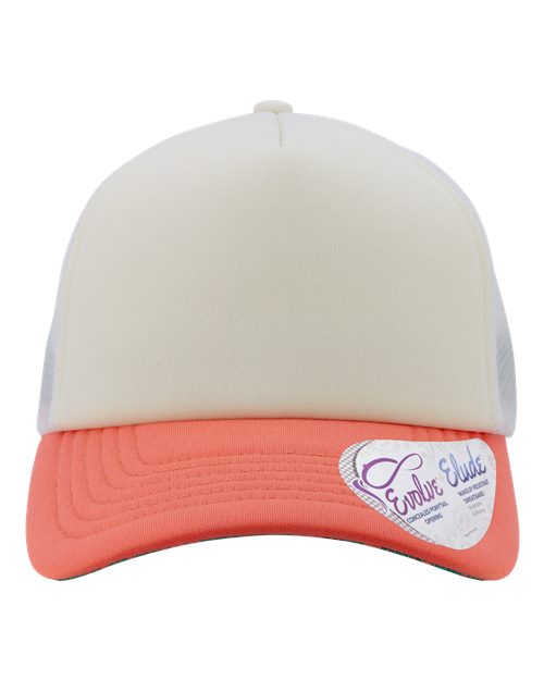 Women's Foam Trucker Cap - Ivory/ Sherbert/ White/ Floral Front