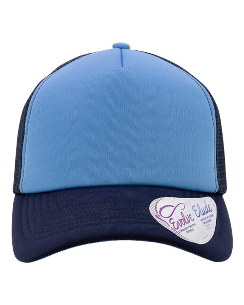 Women's Foam Trucker Cap - Light Blue/ Navy/ Navy/ Graffiti Front
